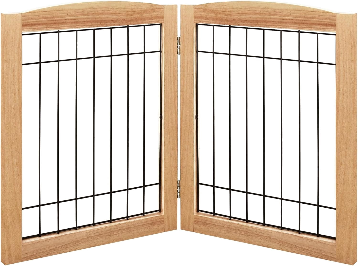 Wooden Freestanding Dog Gate Foldable Stair Gate With 2 Support