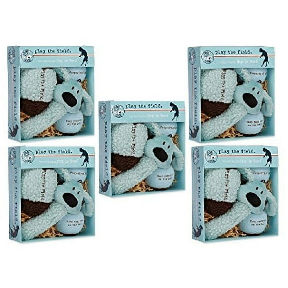 Dog Gift Box 4 Piece Blue Plush & Ball Toy Set AVAILABLE IN BULK PACKS TOO(5 Gift Packs)