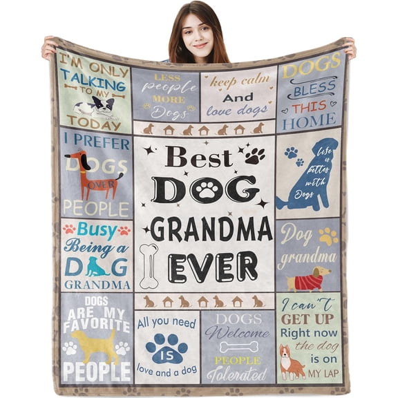 Dog Grandma Gifts Blanket 60"X50",Gifts for Dog Lovers/Owners for Grandma from Dogs,Dogs Lovers Themed Presents for Women Blanket Throw