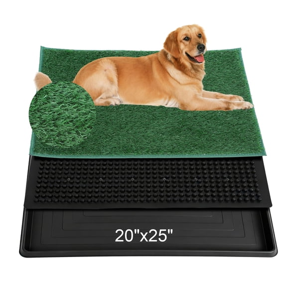 Dog Grass Pad with Tray 25"x20", Includes 2 Reusable Artificial Turf for Dog Litter Box, Dog Grass Potty Patch Bathroom Mat, Apartment & Indoor/Outdoor Training Use