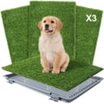 thumbnail image 1 of Dog Grass Pad with Tray,Dog Grass Potty Litter Box with Fake Grass Patch Washable Pee Pads, Artificial Dog Grass Bathroom Turf for Puppy Training (Gray Tray + 3 Grass Pads for Replacement) 21"x17", 1 of 10