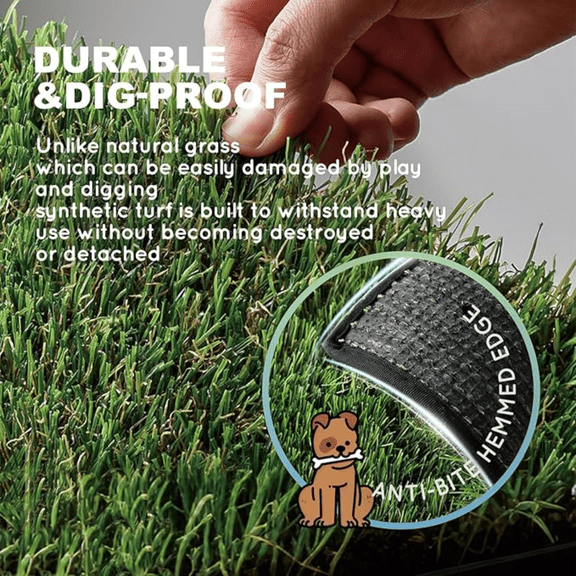 Dog Grass Pad with Tray Large 3423 Dog Litter Box Toilet with 2Artificial Grass for Dogs with Hemmed Edge, Pee Pads for Dogs, Realistic, Less Stink, Potty for Balcony