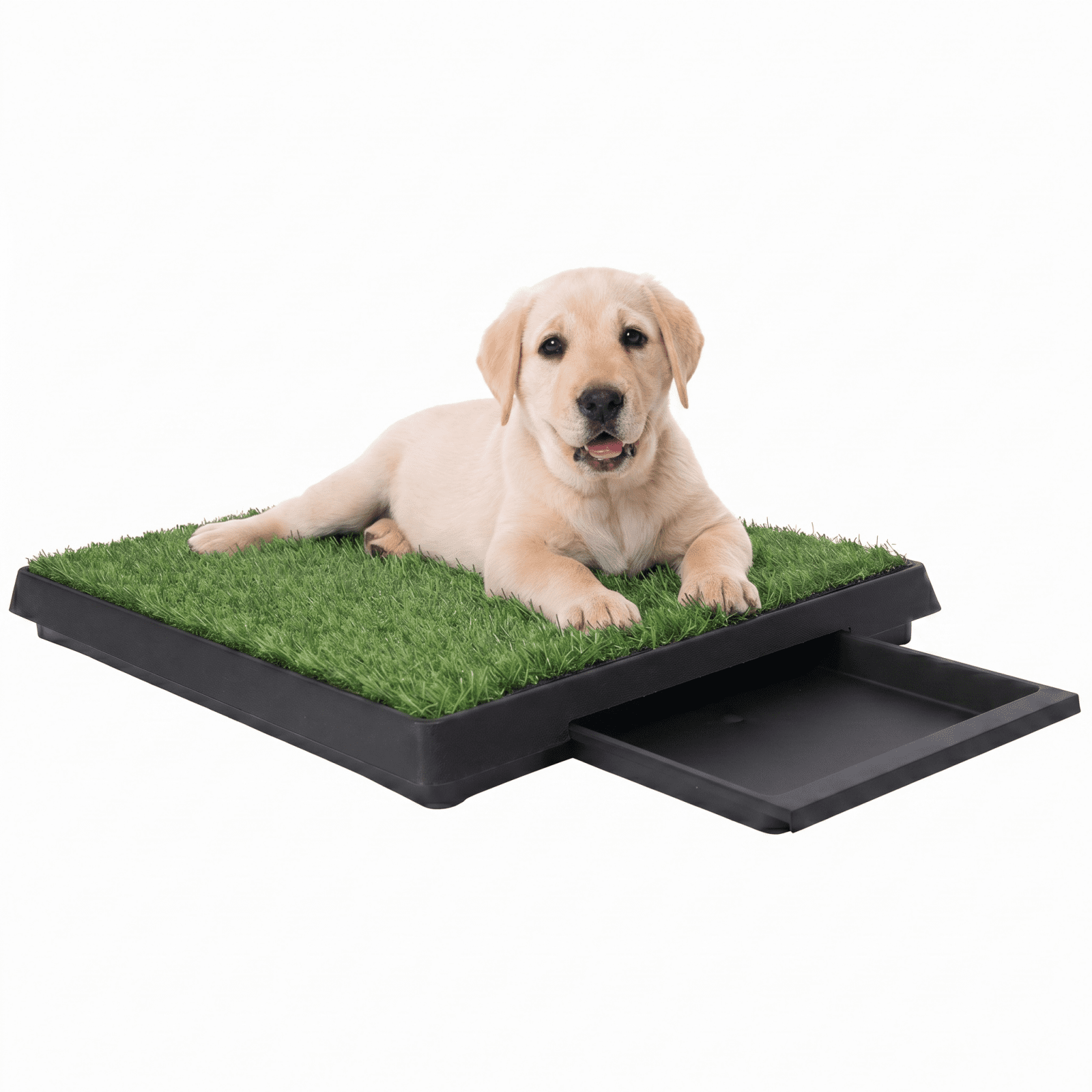 Dog Toilet Indoor Puppy Training Pad, Dog Potty Pet Training Grass Mat, Removable Waste Tray for Easier Clean Up, with 2 Pcs Artificial Turf, 25''x20''