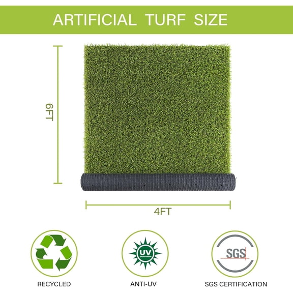 Dog Grass Pads 4 x 6 FT, 0.8 Inch High Pile Artificial Grass Pads for Dogs Potty, Fake Grass Rug Indoor Outdoor Lawn Landscape for Garden Turf Mat for Dogs Training