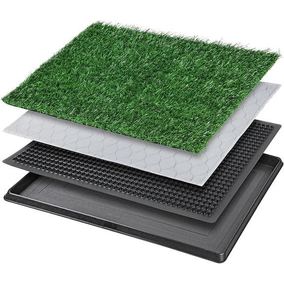 Dog Grass Pet Loo Indoor/Outdoor Portable Potty, Dog Litter Box, Artificial Grass Patch Bathroom Mat and Washable Pee Pad for Training, Full System with Trays