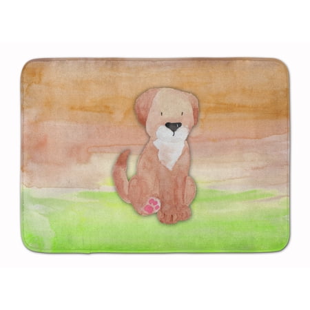 Dog Green and Brown Watercolor Machine Washable Memory Foam Mat