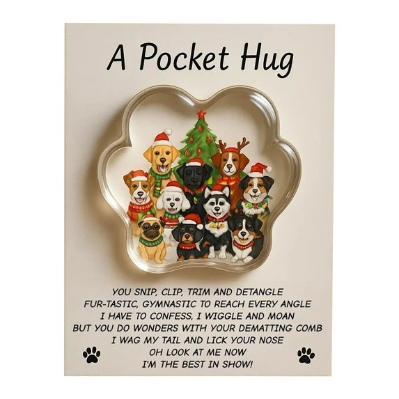 Dog Groomer Appreciation Gift, A Pocket Hug Thank You Card with Heart Window & Dog Illustrations, Perfect for Pet Stylist Recognition, Client Thank You Present, Veterinary Staff Gift Idea