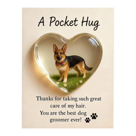 Dog Groomer Appreciation Gift, A Pocket Hug Thank You Card with Heart Window & Dog Illustrations, Perfect for Pet Stylist Recognition, Client Thank You Present, Veterinary Staff Gift Idea