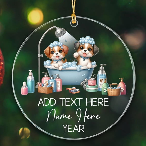 Dog Groomer Ornament Christmas 2025, Personalized Dog Groomer Ornaments Gifts for Dog Groomer Men Women, Customized Text Year & Name Dog Groomer Appreciation Ornaments, Salon Dog Ornament Hanging