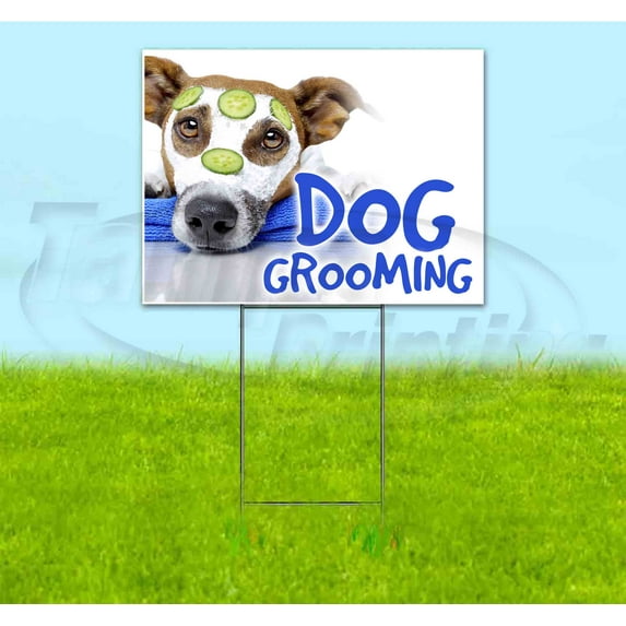 Dog Grooming (18" x 24") Yard Sign, Includes Metal Step Stake