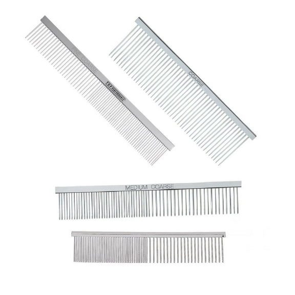 Dog Grooming 4 Piece Greyhound Comb Kit Essential Professional Groomers Tool Set