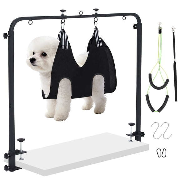 Dog Grooming Arm for Table  Adjustable Dog Grooming Table Arm, Dog Grooming Hammock & 2 Nooses, Pet Grooming Table Accessory for Nail Trimming, Drying, Bathing  Fits Big Dogs & Cats