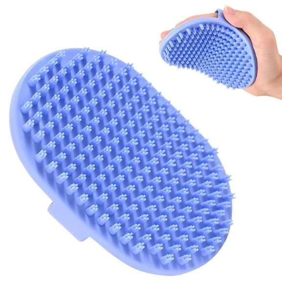 Dog Grooming Bath Brush, Pet Rubber Brush For Shower Scrubbing & Soothing Massage, Ideal for Long & Short Haired Dogs and Cats, Essential Puppy Grooming Accessories, Short Pins [We Love Doodles]