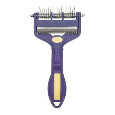 Dog Grooming Brush, Dematting Comb for Dogs and Cats, Pet Grooming Rake for Dogs, Cat Undercoat Deshedding Brush, 2 in 1 Undercoat Rake for Thick Hair Pets