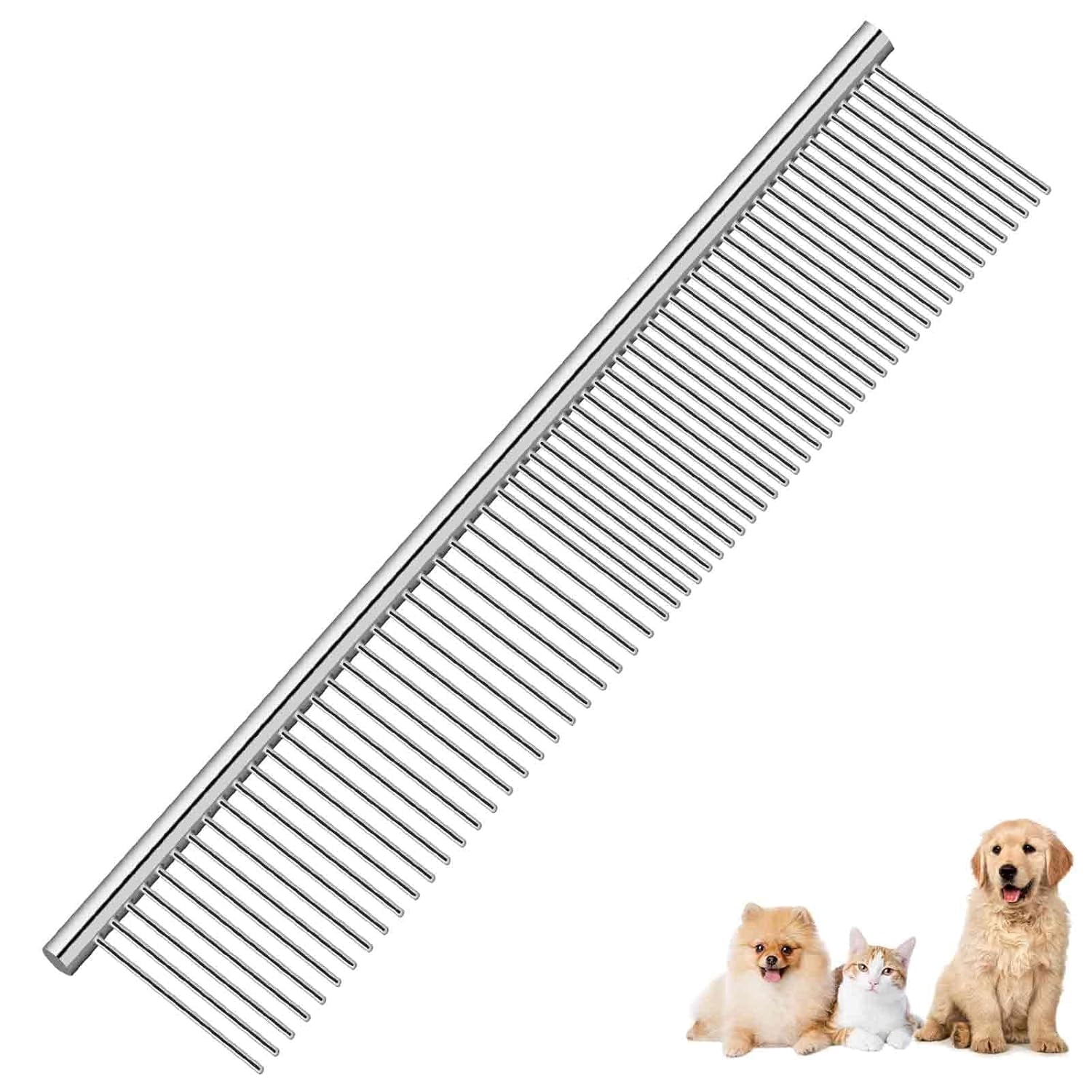 Dog Grooming Comb Pet, Stainless Steel Cat Combs with Rounded Teeth ...