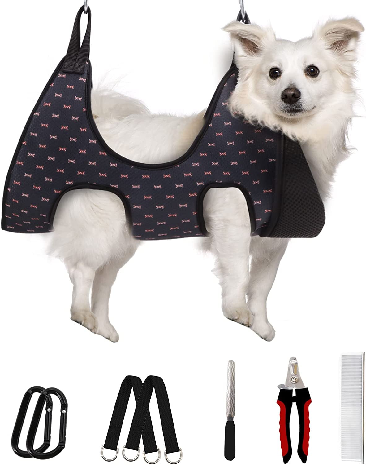 Dog Grooming Hammock Harness for Dogs Cats, Relaxation Pet Nail Clipper Hammock, Restraint Dog & Large Animal Leashes Sling for Groomingk for Nail Trimming (Coral Blue, 2XL)