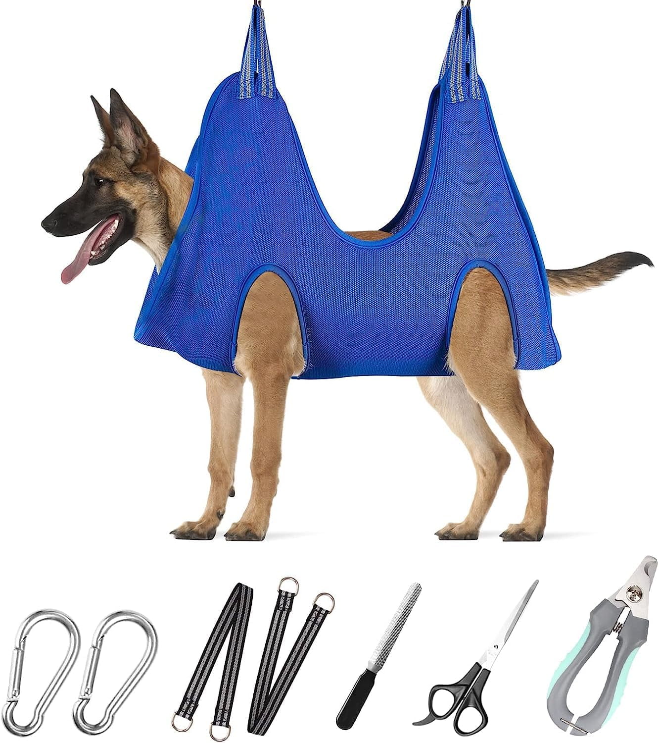 Dog Grooming Hammock Harness for Pet Nail Trimming, with Nail Clippers/Nail Trimmers/Grooming Scissors for Nail Trimming, Pet Grooming Sling Helper