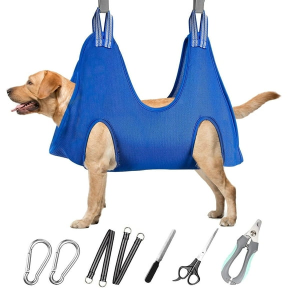 Dog Grooming Hammock for Large & Giant Dogs, Pet Grooming Sling with Nail Clippers, Trimmers & Scissors – Comfortable & Safe Grooming Harness for Stress-Free Nail Trimming for XXXL Dogs