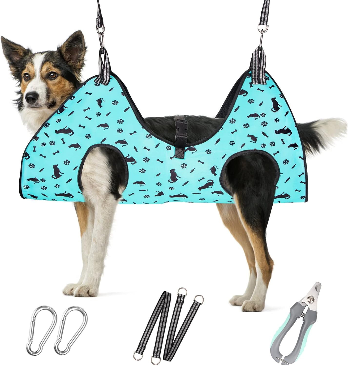 Dog Grooming Hammock for Large & Giant Dogs, Pet Grooming Sling with Nail Clippers, Trimmers & Scissors – Comfortable & Safe Grooming Harness for Stress-Free Nail Trimming for XXXL Dogs