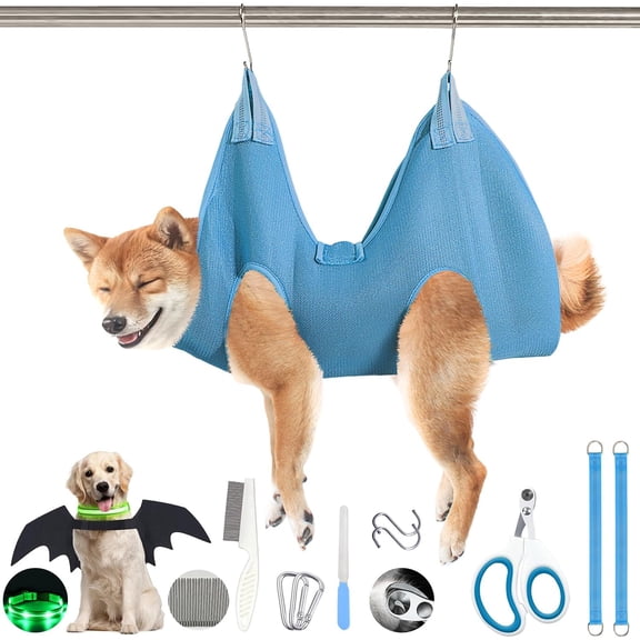 Dog Grooming Hammock for Nail Trimming, Dog Grooming Hammock(S), Dog Sling for Nail Trimming, Hanging Harness Holder for Nail Clipping, Pet Comb Bat Costume Wings for Cats Dogs