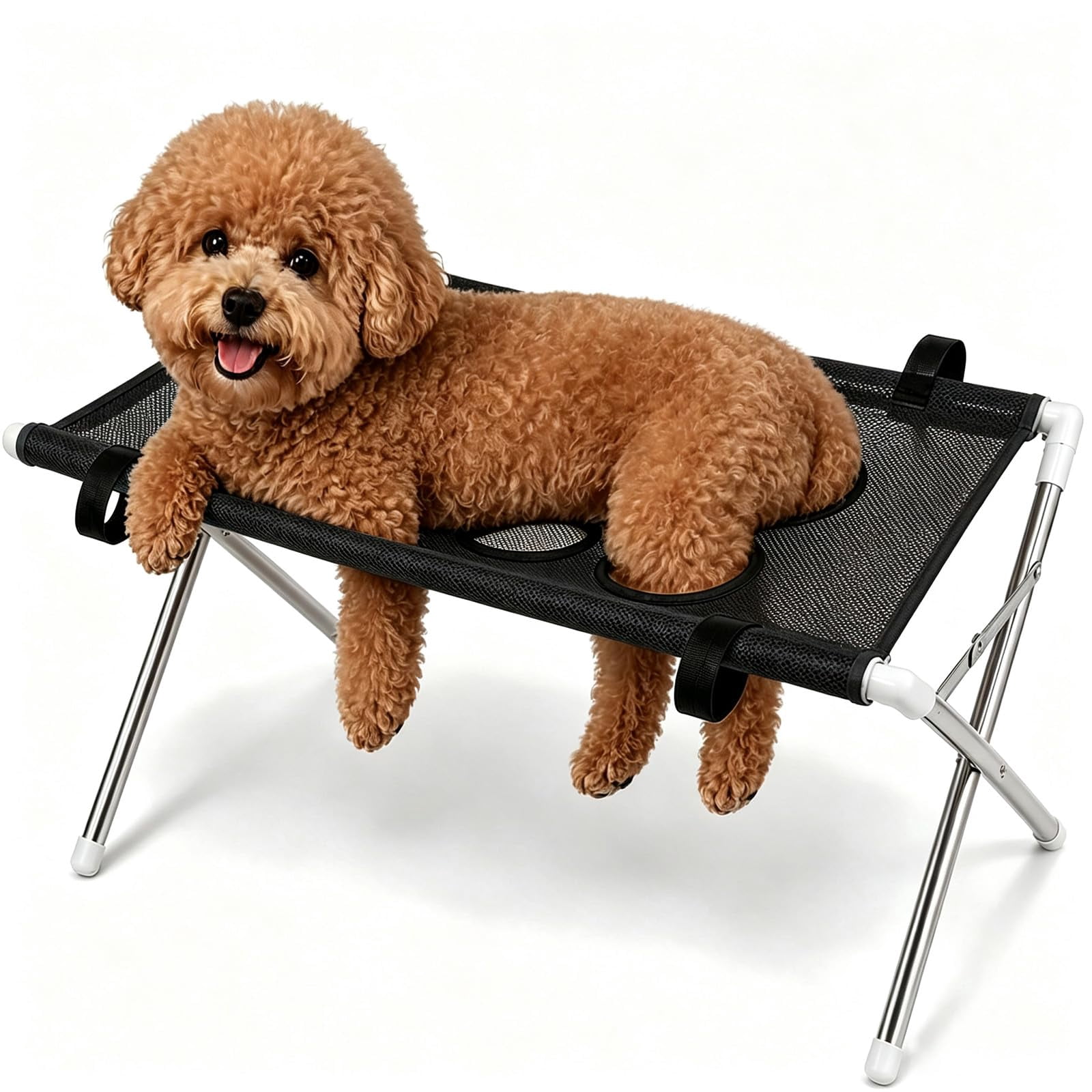 Dog Grooming Hammock Stand,Foldable 8-Hole Breathable Mesh Harness ...