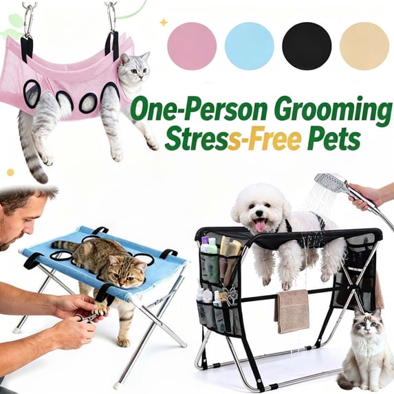 Dog Grooming Hammock with Stand, Small Medium Dogs Hanging Harness Holder Hanger for Nail Clipping,Nail Trimming Hammock,Dog Sling Restraint for Claw Care _ #03 _ Brown _ A