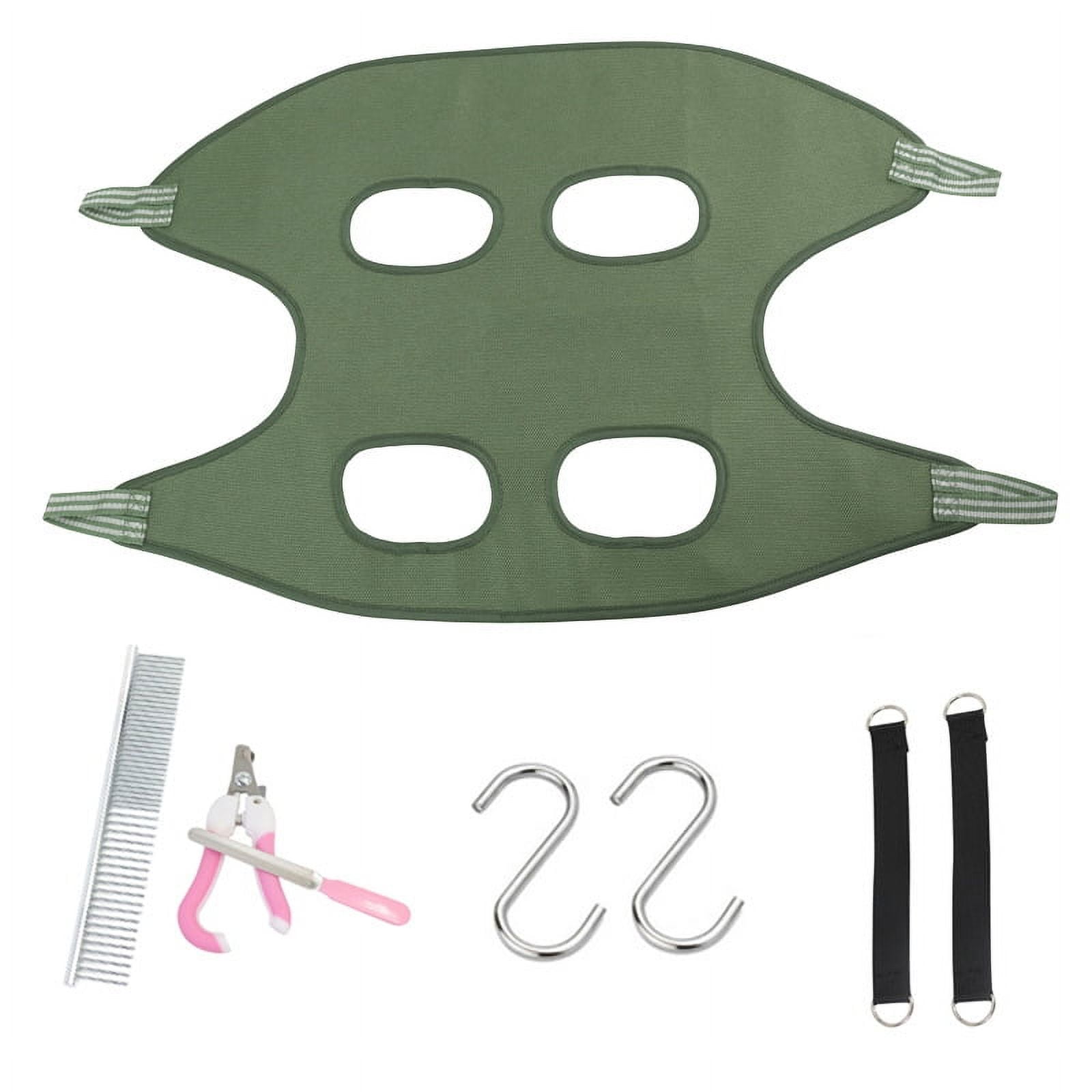 Dog Grooming Hammock Supplies Kit, Restraint Bag Hanging Harness Pet Supplies Kit (Green,S