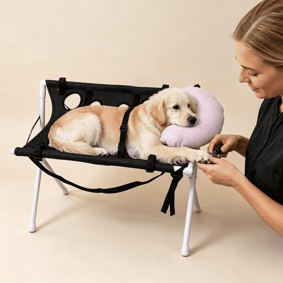 Dog Grooming Hammock With Comfort Pillow, Groomies Pet Grooming Hammock, Breathable Mesh Restraint Sling For Pet Grooming Tasks