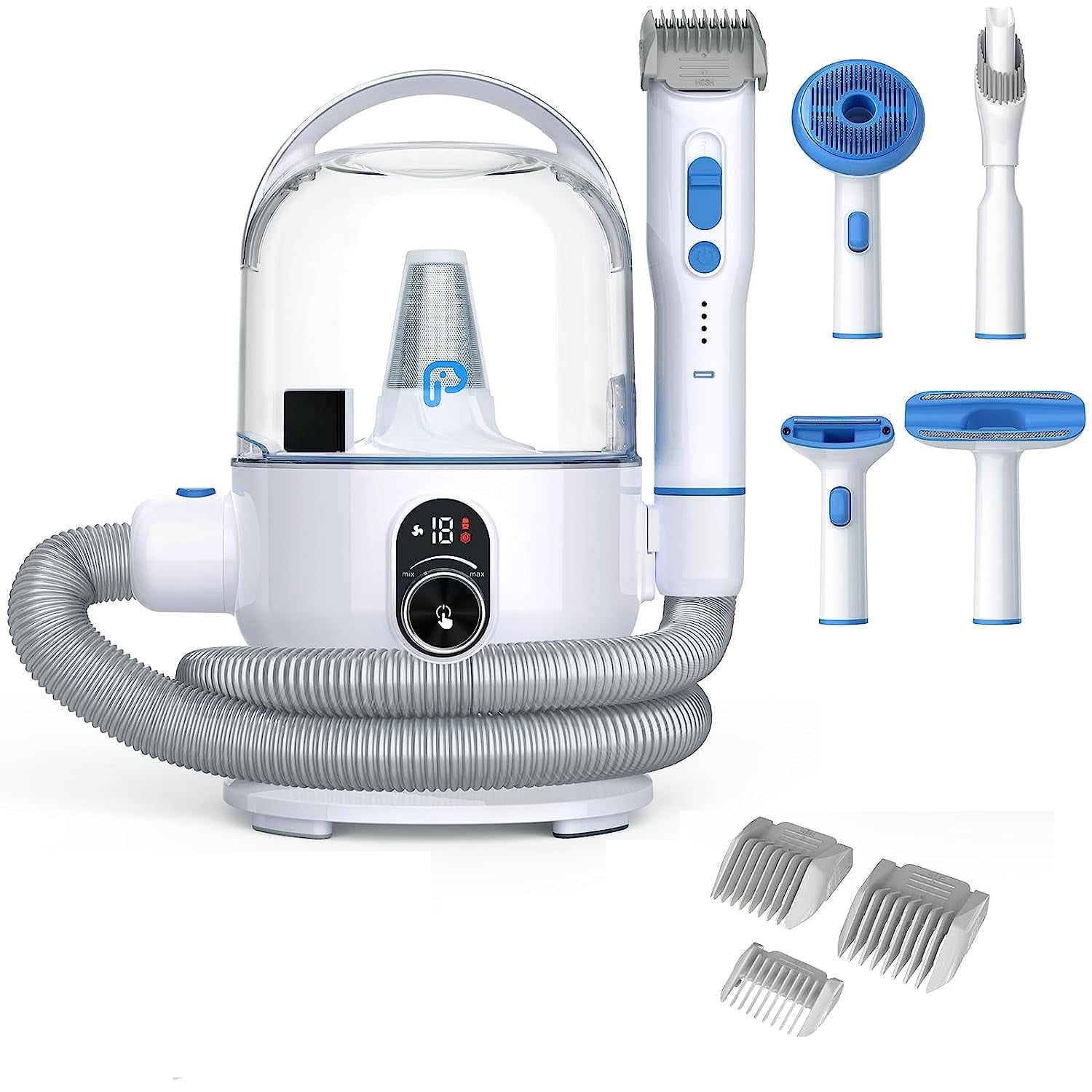Image showcasing Dog Grooming Kit, Dog Hair Vacuum with 2L Dust Cup, 5 in-1 Pet Grooming ...