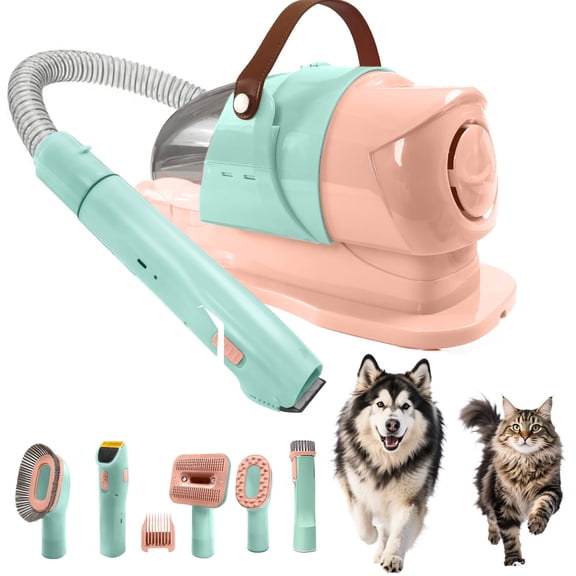 Dog Grooming Kit & Grooming Vacuum, 12000Pa Strong Suction Pet Hair Vacuum for Shedding with Clipper Nail Grinder, 1.8L Dust Cup Low Noise Home Cleaning Includes 7 Professional Dog Grooming Tools