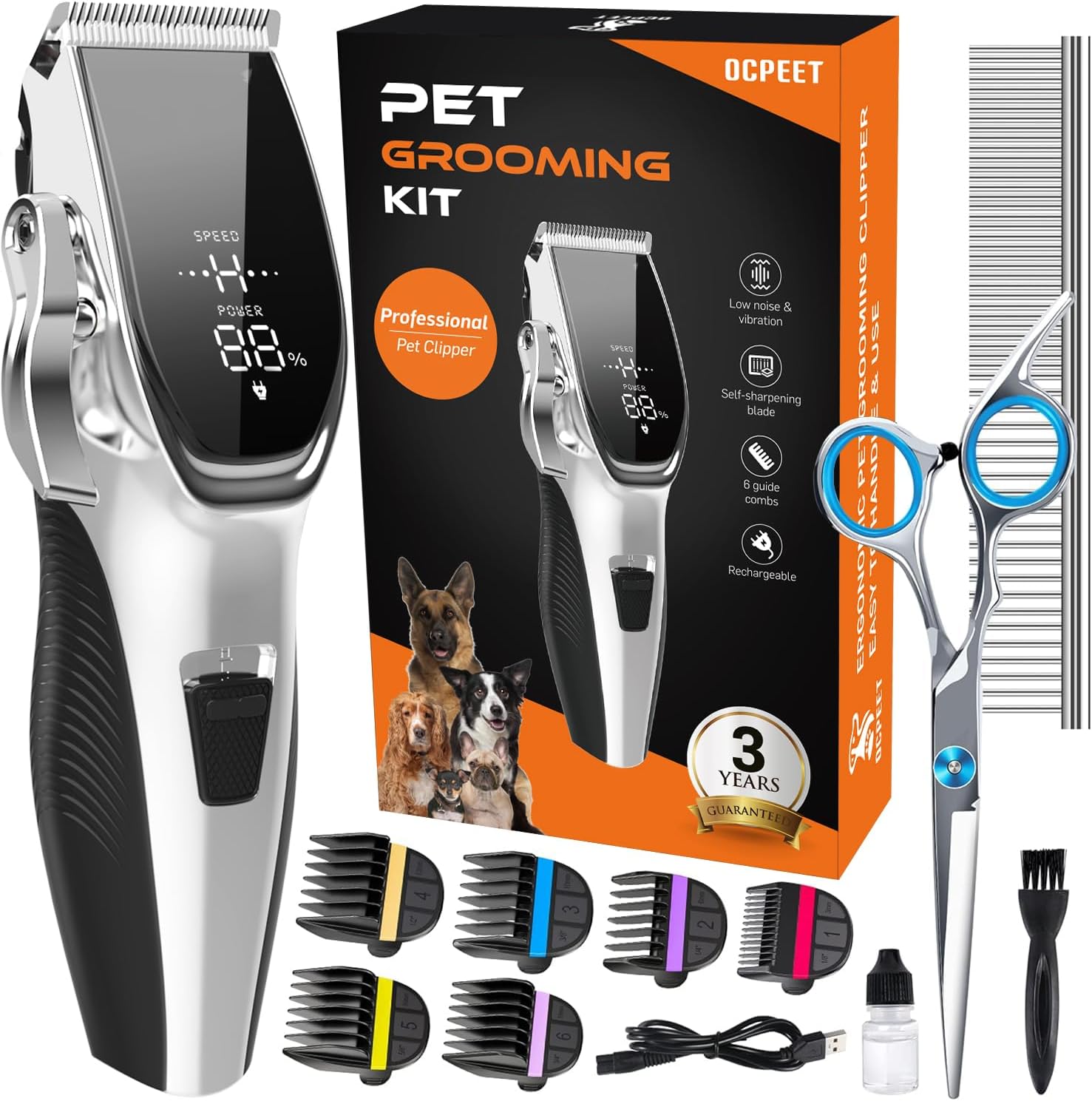 Picture of Dog Grooming Kit Low Noise，Cordless 4 in 1 Dog Clippers for Grooming ...