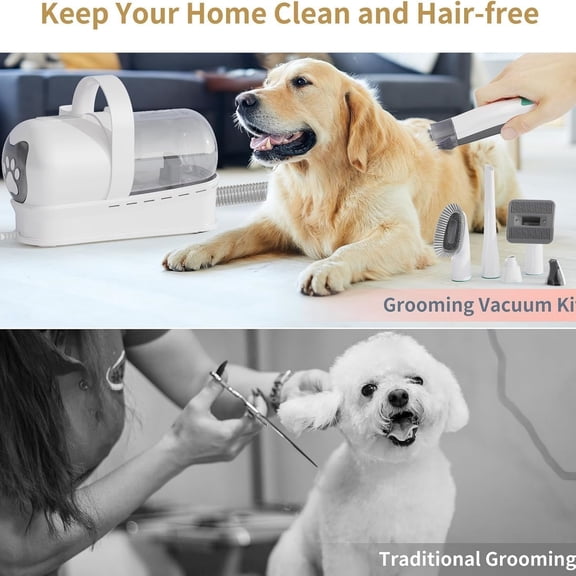 "Dog Grooming Kit, Pet Grooming Vacuum with Pet Clipper Nail Grinder, Dog Hair Vacuum with 6 Pet Grooming Tools for Dogs Cats Shedding Grooming "