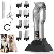 Dog Clippers for Grooming for Thick Heavy Coats, Professional Pet Grooming Clippers Supplies Kit Low Noise Rechargeable Stainless Steel Hair Trimmer with Cerami
