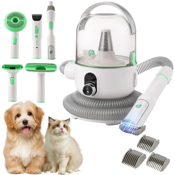 Dog Grooming Kit with 2L Vacuum Suction 99% Pet Hair-Professional Pet Grooming Vacuum Kit with 5 Grooming Tools for Dogs Cats and Other Animals