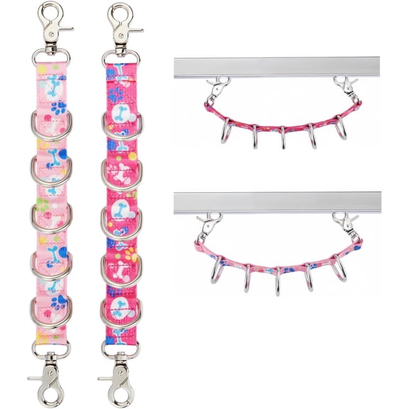 Dog Grooming Loop 2 Pack Dogs Grooming Table Arm Extension Straps Cute Unique Paw Pattern Double Snaps & 5 D-Ring Design Extender Strap for Pet Salon(Pattern-2)