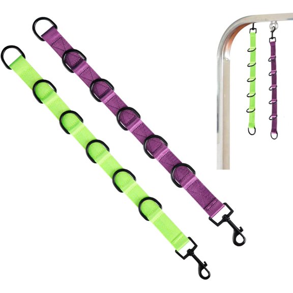Dog Grooming Loops Extension Strap 2 PCS 6 D-Ring Dogs Table Arm Extender Straps Groom Restranit Noose Leash Quick Release Loop for Pets Salon (Purple & Green)