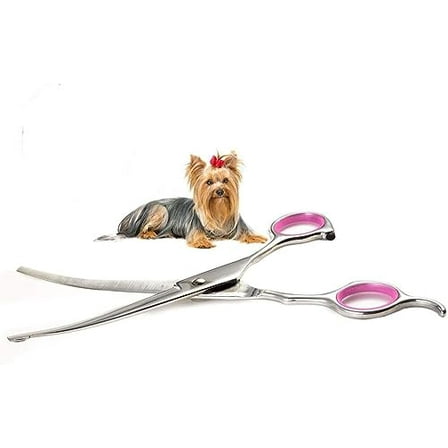Dog Grooming Scissors Curved 7 Inch Stainless Steel with Safety Round Tips Professional Pet Grooming Shears for Dogs and Cats