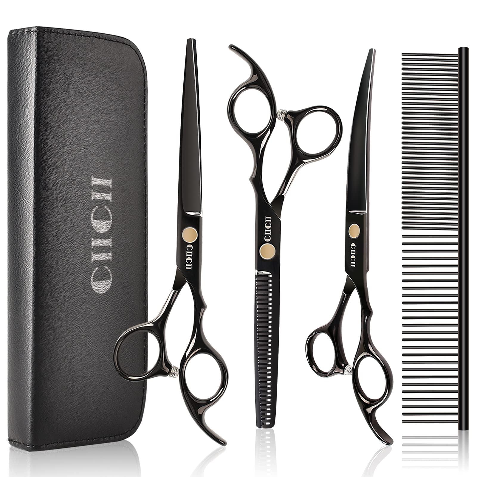 CIICII Professional Pet Grooming Scissors Kit, 7 Inch Heavy Duty