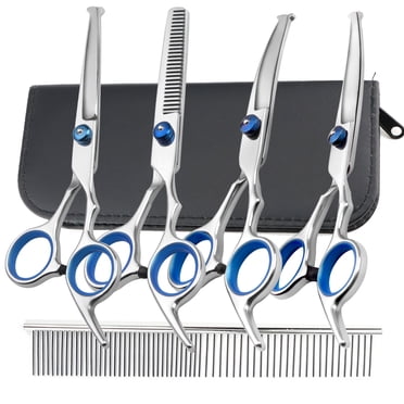 4PC Pet Grooming Kit Scissors W/Safety Round Tip, Shears Comb Set, For