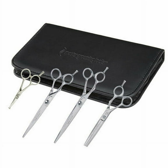 Dog Grooming Shear Kit 4 Pieces 5900 Groomers Tool Faux Crocodile Embossed Case