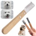 thumbnail image 1 of Dog Grooming Stripping Knife - Professional Pet Hair Removal Tool with Wood Handle, Multifunction Undercoat Brush for Cats and Dogs, Floating Hair Remover and Dematting Comb, 1 of 9