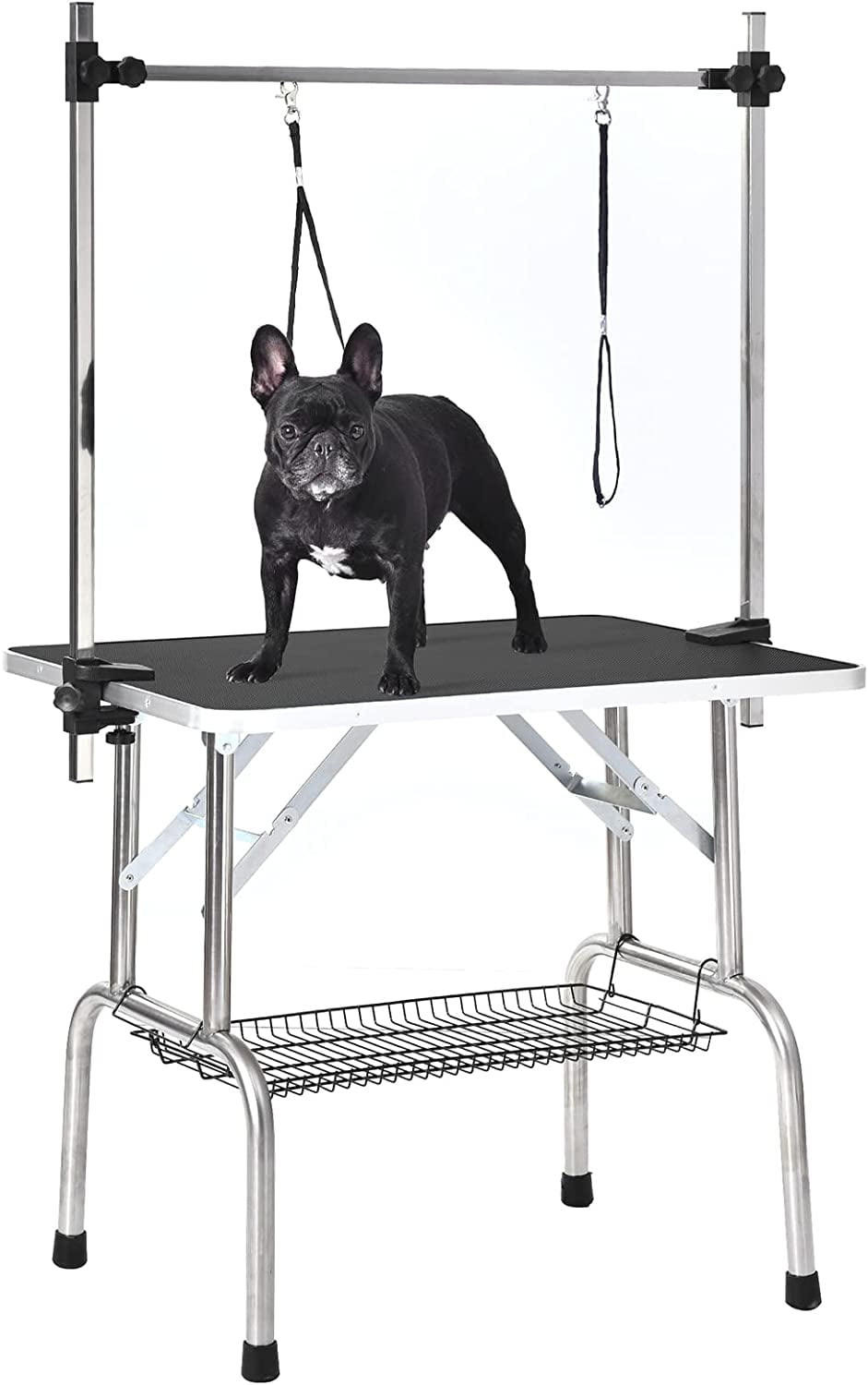 Black 36'' Adjustable Dog Grooming Table with Stainless Steel Frame