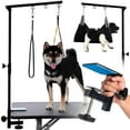 thumbnail image 1 of Dog Grooming Table Arm with Hammock - Adjustable Height, Pet Grooming Hammock, No Sit Haunch Holders, Loop Noose Heavy-Duty Clamp (Black), 1 of 8