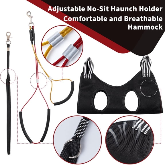 Dog Grooming Table Arm with Hammock - Adjustable Height, Pet Grooming Hammock, No Sit Haunch Holders,  Noose Heavy-Duty Clamp (Black)