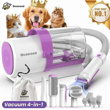 Dog Grooming Vacuum Kit, Pet Grooming Vacuum with Clipper Nail Grinder, 2.5L Dust Cup Dog deshedding Vacuum Brush with 4-6 Pet Grooming Tools for Shedding Pet Hair, Professional Pet Grooming