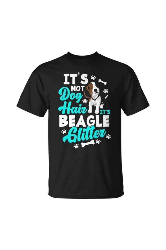 It's Not Dog Hair It's Beagle Glitter Graphic Tee Unisex Adult Cotton T-Shirt Funny Pet Design Comfortable Casual Wear for Beagle Owners and Dog Lovers, Size M, Color Black