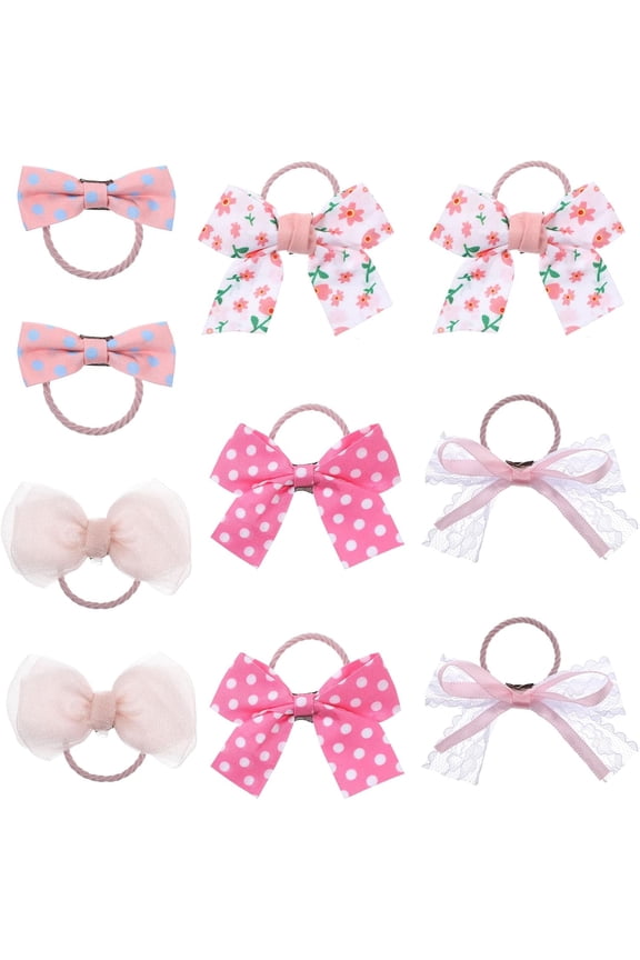 Dog Hair Bow Bowknot Pack Sakura Pink Dog Hair Bow Dogs Hairs Bows with Rubber Bands for Cat Pet