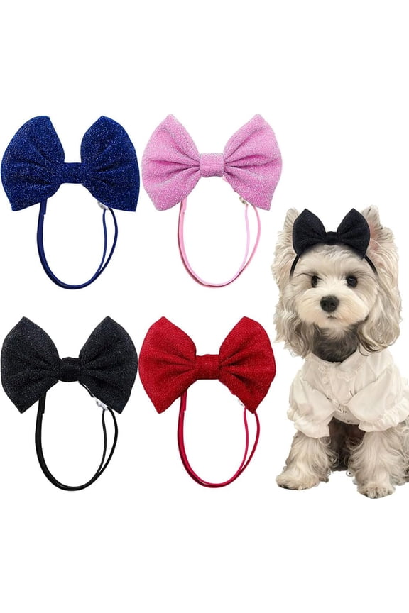 Dog Hair Bow Headband, Adjustable Pet Hair Bow Headband for Grooming Accessories (Solid Color)