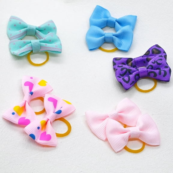 Dog Hair Bows Bowknot Hair Ties with Rubber Bands Hair Accessories