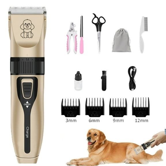 Dog Hair Clippers,Professional Dog Cat Pet Grooming Kit, Cordless Rechargeable Quiet Pets Clippers Hair Trimmer, Low Noise Dog Shaver Clipper with 4 Comb Guides, Pet Supplies for Small Large Medium